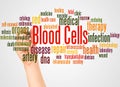 Blood cells word cloud and hand with marker concept Royalty Free Stock Photo