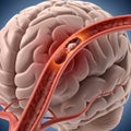 Blood clot obstructing artery in human brain Royalty Free Stock Photo