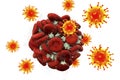 Blood clotting and COVID-19 virus particles, conceptual illustration