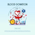 Blood donation design. Creative donor poster and cute character. Blood Donor banner. Red drop. Donation volunteer.