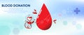 Blood donation design. Creative donor poster and cute character. Blood Donor banner. Red drop. Donation volunteer. Blood donation