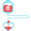 A blood donation bag with tube shaped as a heart. EPS10 vector format. web site design, icon, logo, app, UI. Vector illustration.