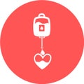 A blood donation bag with tube shaped as a heart. EPS10 vector format. web site design, icon, logo, app, UI. Vector illustration.