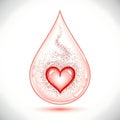 Blood Donation Concept With a Red Heart Inside of Blood Drop Royalty Free Stock Photo