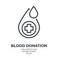 Blood donation editable stroke outline icon isolated on white background vector illustration. Pixel perfect. 64 x 64