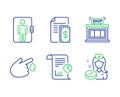 Blood donation, Elevator and Payment icons set. Shop, Report and Nurse signs. Vector