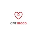 Blood donation icon heart drop linear logo