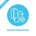 blood donation icon vector from charity elements collection. Thin line blood donation outline icon vector illustration. Linear