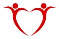 Blood Donation Logo with People Heart Shape. World Blood Day concept