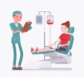 Blood donation for medical bank, female donor or patient transfusion Royalty Free Stock Photo