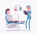 Blood donation for medical bank, male donor or patient transfusion Royalty Free Stock Photo