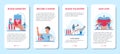 Blood donation mobile application banner set. Give blood and save Royalty Free Stock Photo
