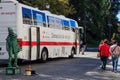 Blood donation bus in front of Royal Palace, Madrid, Spain Royalty Free Stock Photo