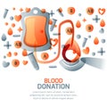 Blood donation and transfusion concept. Vector isolated medical illustration. World blood donor day Royalty Free Stock Photo