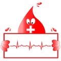 Blood Donation Vector Concept - Hospital To Begin New Life Again. Heart rhythm ekg. Vector