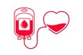 Blood donation vector illustration. Donate blood concept with Blood Bag and heart. World blood donor day - June 14. Royalty Free Stock Photo