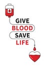 Blood Donation vector illustration with red heart and drop counter