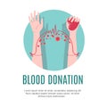 Blood donation vector illustration for 14th june. Flat design te