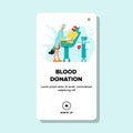 Blood Donation Volunteer In Clinic Cabinet Vector