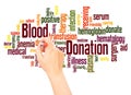 Blood donation word cloud hand writing concept Royalty Free Stock Photo