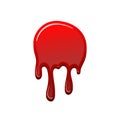 Blood drip 3D. Drop blood isloated white background. Happy Halloween decoration design. Red splatter stain splash spot