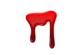 Blood drip 3d. Halloween bloodstain isolated white background. Splatter stain. Horror drop flow. Red scare ink. Blot