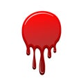 Blood drip 3d. Halloween bloodstain isolated white background. Splatter stain. Horror drop flow. Red scare ink. Blot Royalty Free Stock Photo