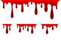 Blood drip set. Drop blood isloated white background. Happy Halloween decoration design. Red splatter stain splash spot Royalty Free Stock Photo