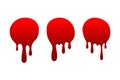 Blood drip set. Drop blood isloated white background. Happy Halloween decoration design. Red splatter stain splash spot Royalty Free Stock Photo