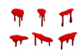 Blood drip set. Drop blood isloated white background. Happy Halloween decoration design. Red splatter stain splash spot Royalty Free Stock Photo