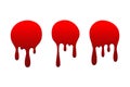 Blood drip set. Drop blood isloated white background. Happy Halloween decoration design. Red splatter stain splash spot Royalty Free Stock Photo