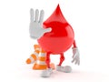 Blood drop character with traffic cone