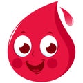 Cartoon blood drop character. Vector illustration