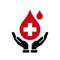 Blood drop with hands icon, Blood donation, Medical healthy Royalty Free Stock Photo