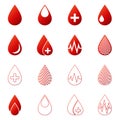 Blood drop icons vector set Royalty Free Stock Photo