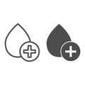 Blood drop line and glyph icon. Donate vector illustration isolated on white. Blood donation outline style design