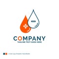 blood, drop, liquid, Plus, Minus Logo Design. Blue and Orange Br