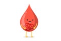 Blood drop sad character with sugar pieces inside. Testing blood glucose concept. Diabetes world day. Vector