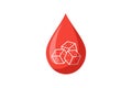 Blood drop with sugar pieces inside. Testing blood glucose concept. Diabetes world day. Vector illustration Royalty Free Stock Photo