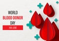 Poster campaign of World Blood Donor Day in paper cut and and vector design Royalty Free Stock Photo