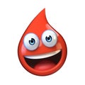 Blood droplet mascote with smiling face 3d rendering