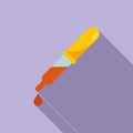 Blood dropper icon flat vector. Medical lab