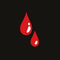 Blood drops doodle icon, vector color illustration