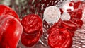 Blood flow, red blood cells and leukocytes Royalty Free Stock Photo