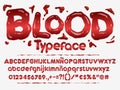 Blood font. Halloween bloody vector alphabet