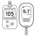 Blood glucose measuring device black contour isolated vector illustration Royalty Free Stock Photo