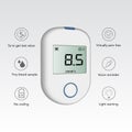Blood glucose meter-diabetes testing glucometer vector illustration