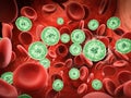 Blood infection with bacteria and virus cells Royalty Free Stock Photo