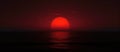 Blood Moon - deep red blood moon rising over the sea surface. Royalty Free Stock Photo