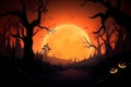 Blood moon night with evil pumpkins wallpaper